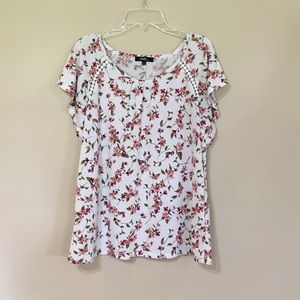 Pink and White Floral Blouse